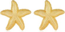 Load image into Gallery viewer, Gold Starfish Stud Earrings For Women Fashion Seashell Conch