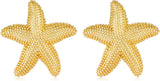 Gold Starfish Stud Earrings For Women Fashion Seashell Conch