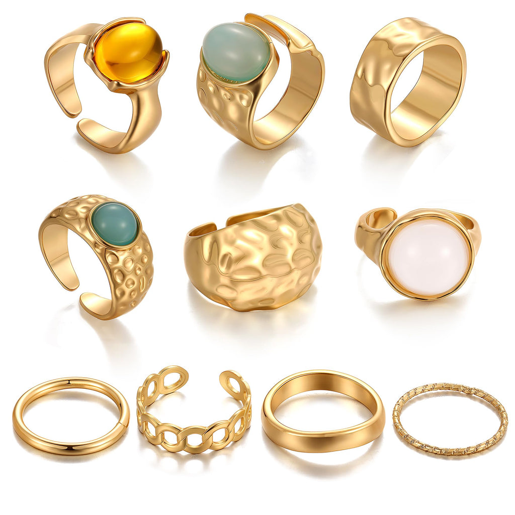 25 Pcs Gold Stackable Ring Set for Women, Chunky Knuckle Finger Midi Rings, Silver Simple Stacking Cute Rings Pack Trendy Stuff Jewelry Gift