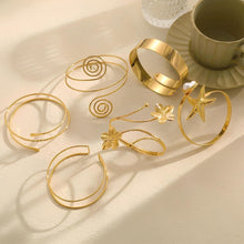 将图片加载到图库查看器，Boho Gold Arm Cuffs — 6 Piece Set, Adjustable Armlets