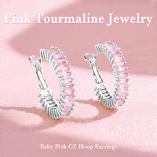 Load image into Gallery viewer, Light Pink Birthstone Hoop Earrings — October, 25mm