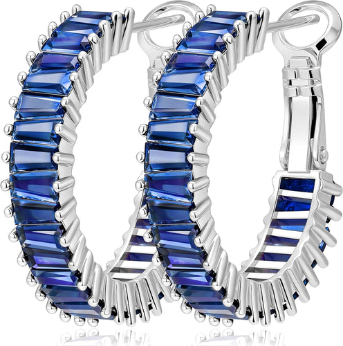Navy Blue Birthstone Hoop Earrings — September, 25mm