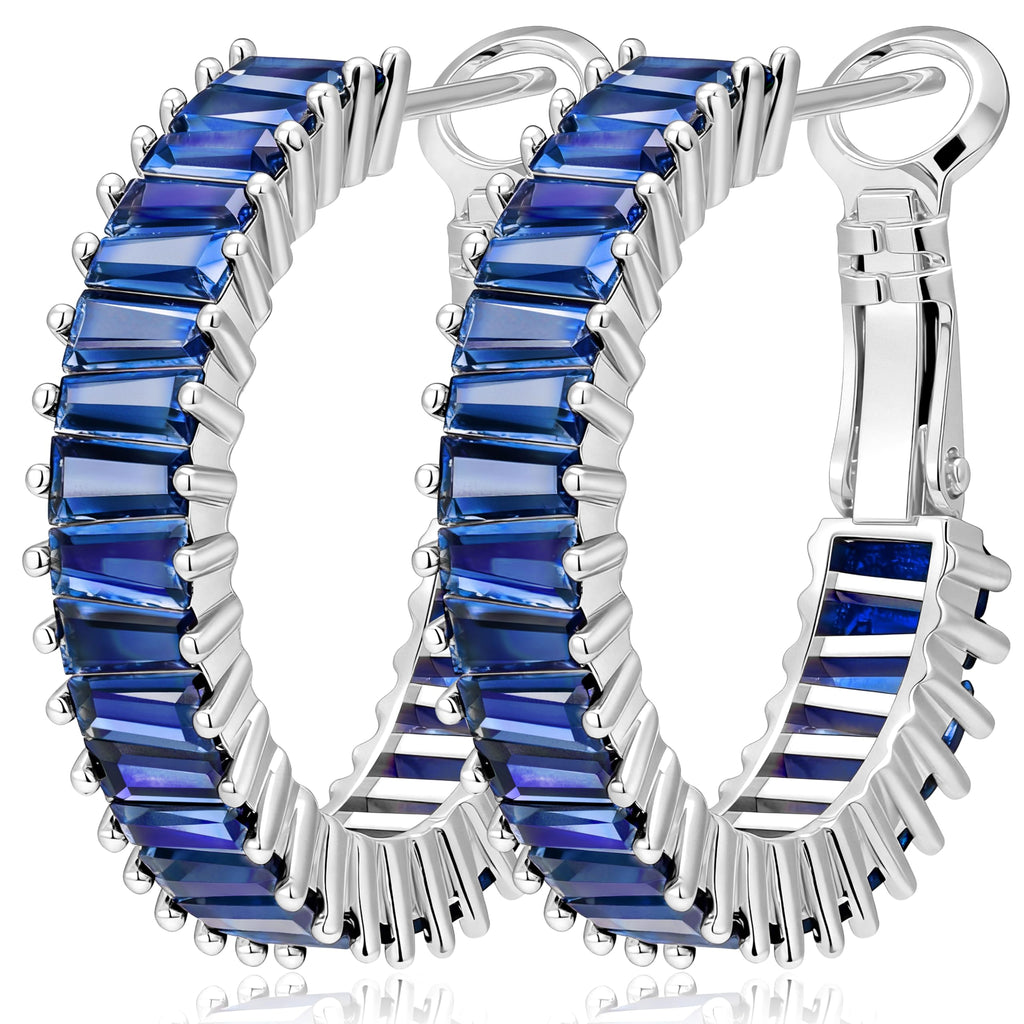 Navy Blue Birthstone Hoop Earrings — September, 25mm