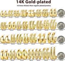 将图片加载到图库查看器，30 Pairs Chunky Gold Hoop Earrings for Women, Multipack Jewelry for Gift – view 6