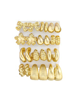 Load image into Gallery viewer, Chunky Silver Hoop Earrings — 12 Pairs, Huggie Stack