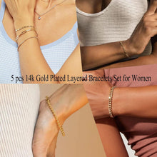 Load image into Gallery viewer, Layered Bracelet Set — 5 Pieces, 14K Gold Plated