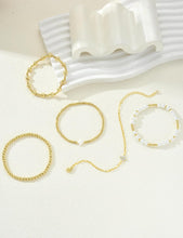 Load image into Gallery viewer, Gold Beaded Bracelet Set — 5 Pieces, Stretch Stack