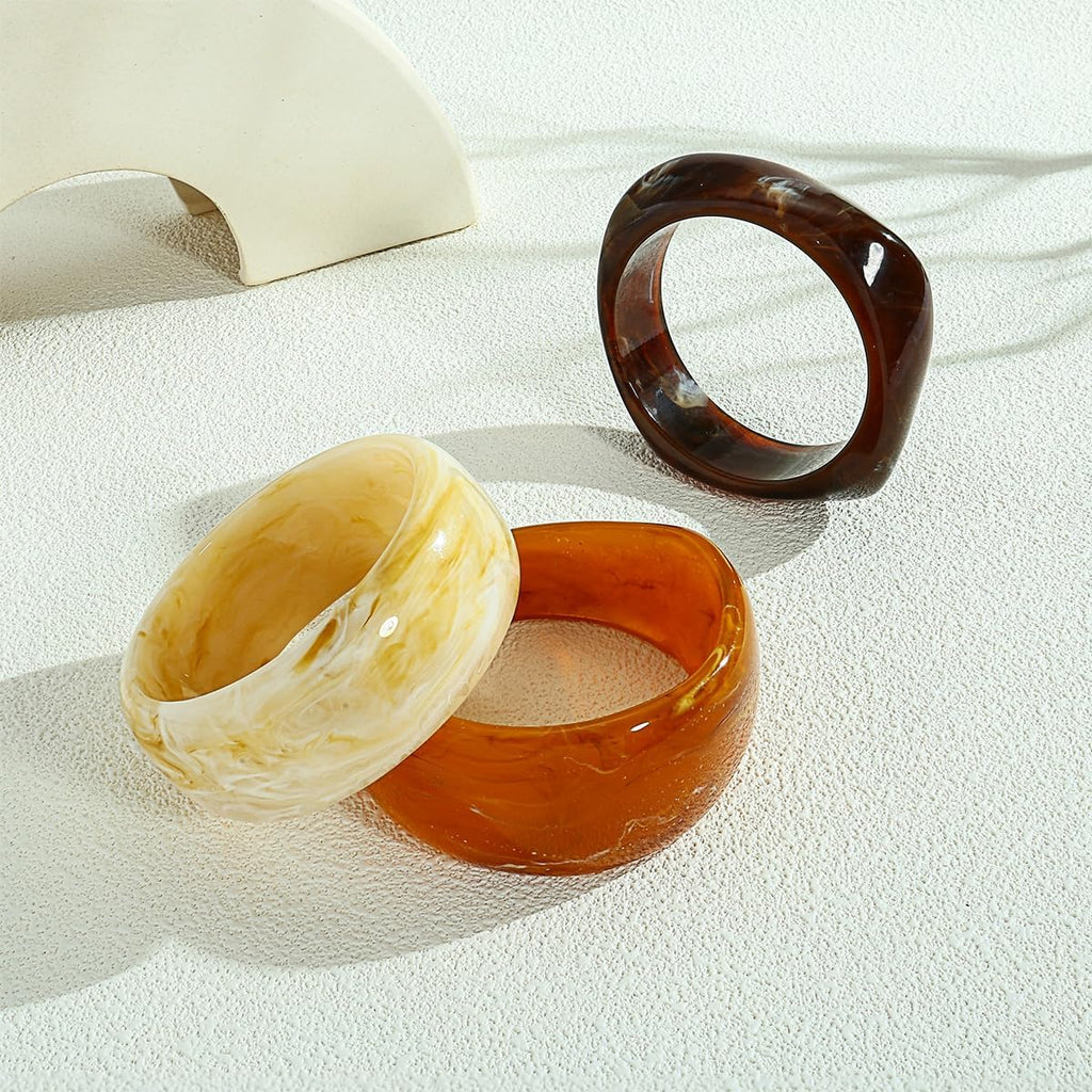 3 PCS Acrylic Resin Bracelet For Women Trendy Chunky Bangle