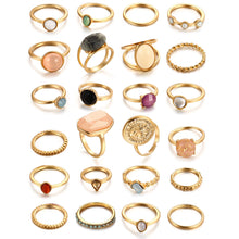 将图片加载到图库查看器，25 Pcs Gold Stackable Ring Set for Women, Chunky Knuckle Finger Midi Rings, Silver Simple Stacking Cute Rings Pack Trendy Stuff Jewelry Gift