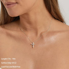 Load image into Gallery viewer, Sterling Silver Plated Diamond CZ Cross Necklace – alternate view