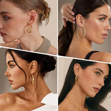 将图片加载到图库查看器，Gold Hoop Earrings Set — 12 Pairs, Lightweight Mixed Styles