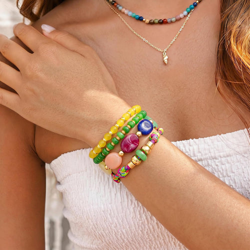 Colorful Bead Stackable Stretch bracelet sets for Women