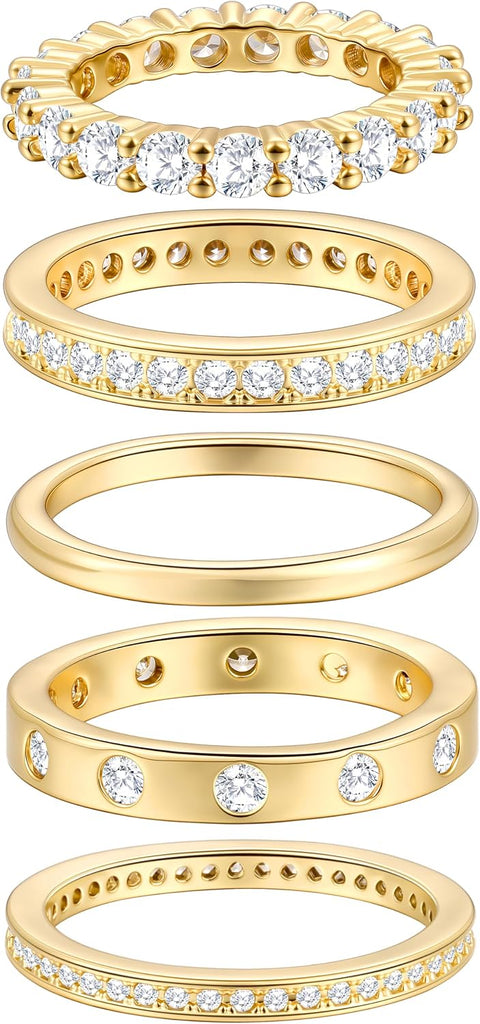 14K Gold Plated Rings — Stackable Set