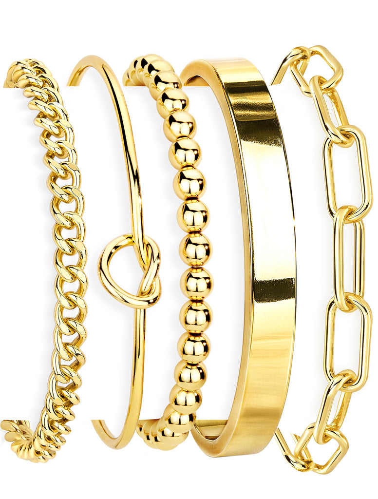 Gold Bracelets Set for Women, 14K Gold Plated, Sterling Silver – view 10