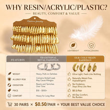 将图片加载到图库查看器，30 Pairs Chunky Gold Hoop Earrings for Women, Multipack Jewelry for Gift – view 5