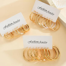 将图片加载到图库查看器，Gold Hoop Earrings Set — 12 Pairs, Lightweight Mixed Styles