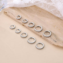 将图片加载到图库查看器，Small 5Pcs Silver CZ Huggie Hoop Cartilage Earrings Sets for Women