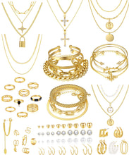 将图片加载到图库查看器，78-Piece Gold Jewelry Set — Necklaces &amp; Bangle