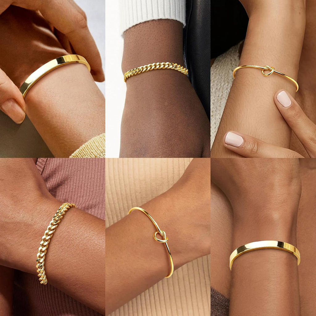 Cuban Link Bangle Cuff — Love Knot, Adjustable