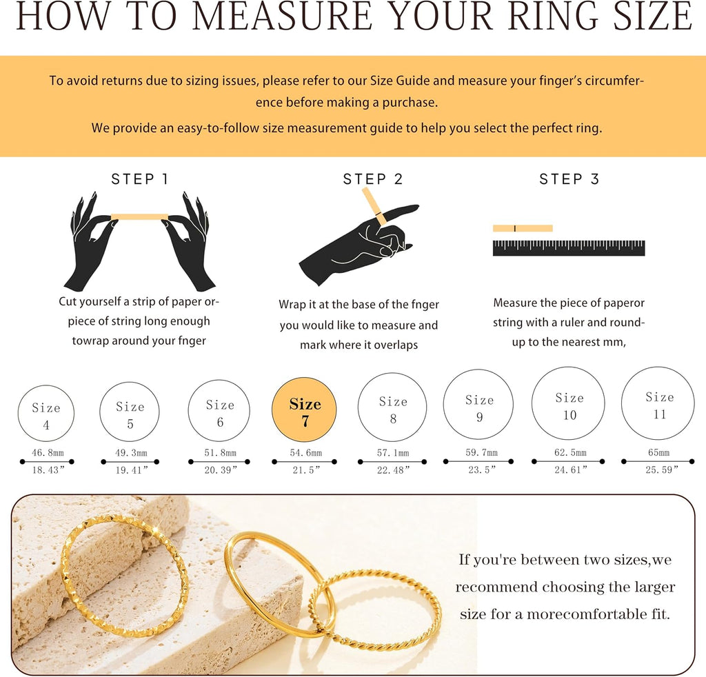 Dainty Gold Stacking Rings — Sizes 3–11, Non Tarnish