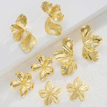 Load image into Gallery viewer, Gold Flower Statement Earrings — Irregular Leaf Drop