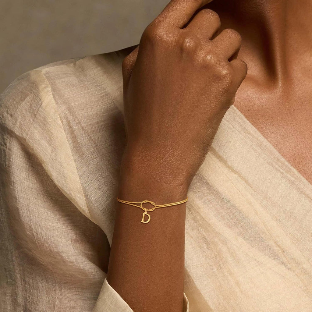 14K Gold Plated Gold Initial Bracelets for Women, Non-Tarnish, Adjustable – view 3
