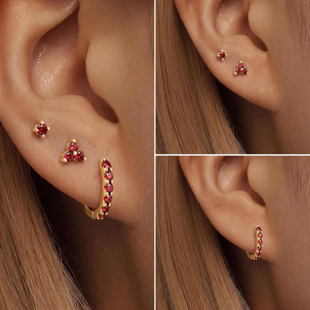 Dainty Gold CZ Stud Earrings — 14K Plated, Sterling Silver Post
