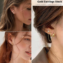 Load image into Gallery viewer, Gold Huggie Hoop Earrings Set for Women, 14K Gold Plated – view 5