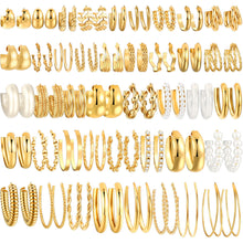 Load image into Gallery viewer, Chunky Gold Hoop Earrings — 42 Pair Multipack, Hypoallergenic