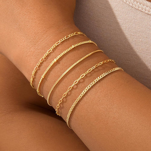 Dainty Gold Thin Bracelets — Stackable Set