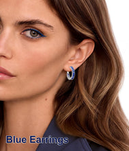 Load image into Gallery viewer, Navy Blue Birthstone Hoop Earrings — September, 25mm