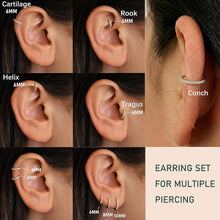 Load image into Gallery viewer, S925 Sterling Silver Cartilage Hoop Earrings — CZ Accent