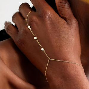 Hand Chain Bracelets & Flower Earrings — 7 Piece Set