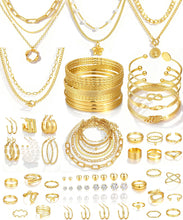 将图片加载到图库查看器，78-Piece Gold Jewelry Set — Necklaces &amp; Bangle