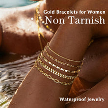 Load image into Gallery viewer, Gold Bracelets Set for Women Non Tarnish Trendy,14K Gold Plated Dainty Stackable Paperclip Cuban Link Chain Bracelets,