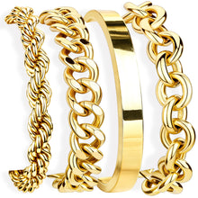 Load image into Gallery viewer, Chunky Gold Bracelet Stack — 14K Plated, Waterproof