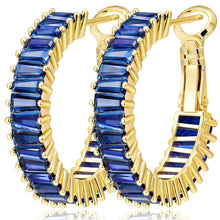 Load image into Gallery viewer, Navy Blue Birthstone Hoop Earrings — September, 25mm